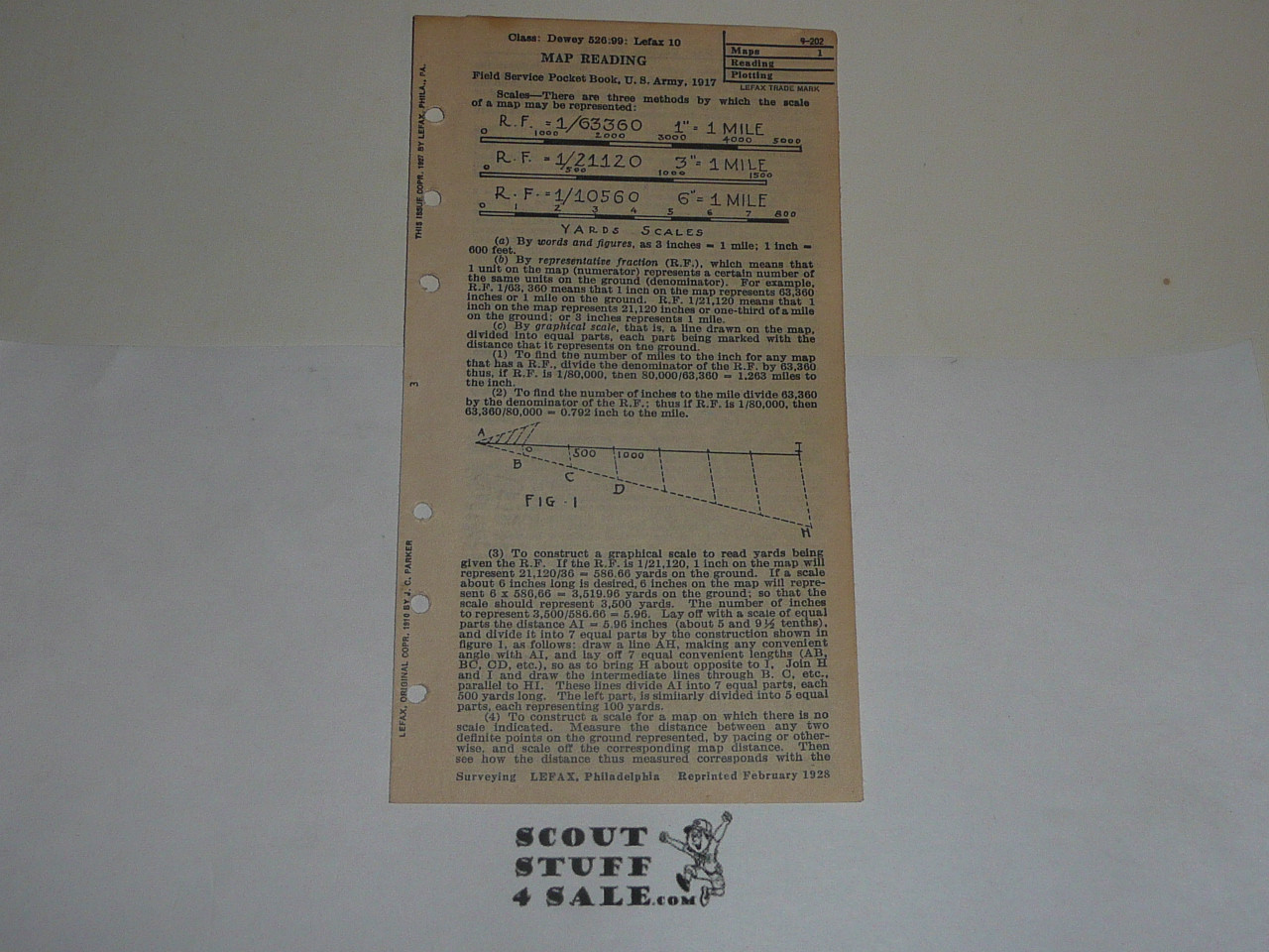Lefax Boy Scout Fieldbook Insert, Map Reading, 1928, BS709