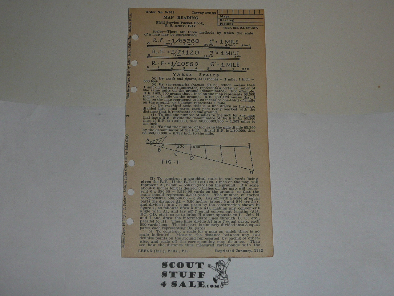 Lefax Boy Scout Fieldbook Insert, Map Reading, 1942, BS709