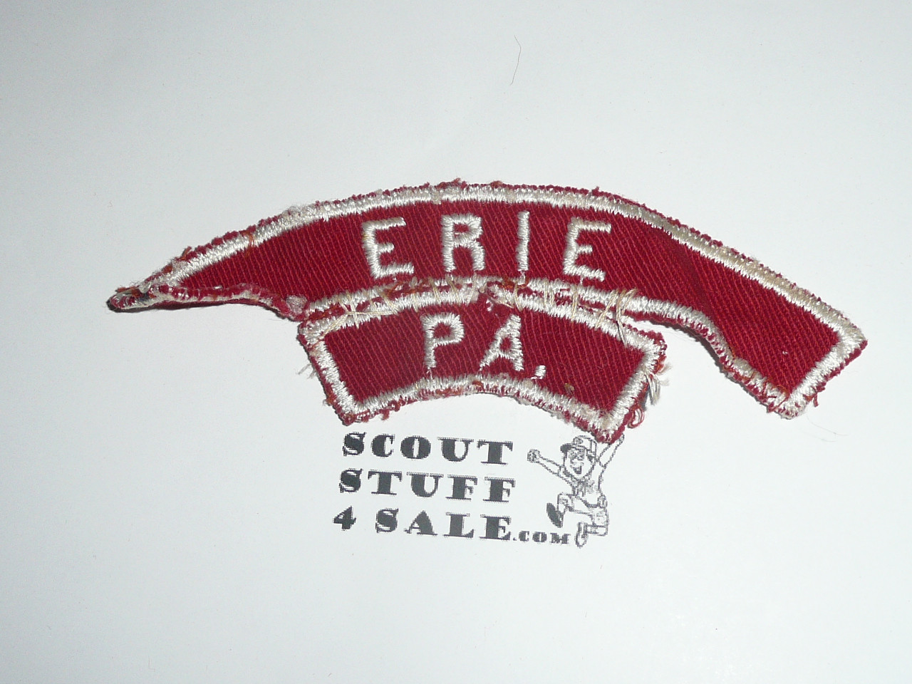 ERIE Red and White Community Stripwith PA State Strip sewn to it, used