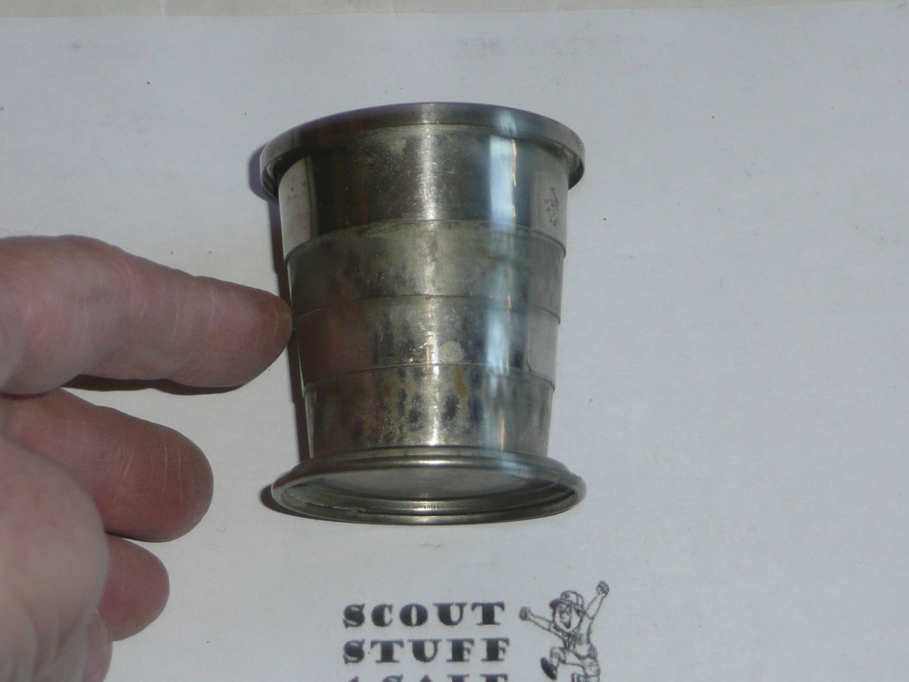 1920s boy scouts of america collapsable cup, tin