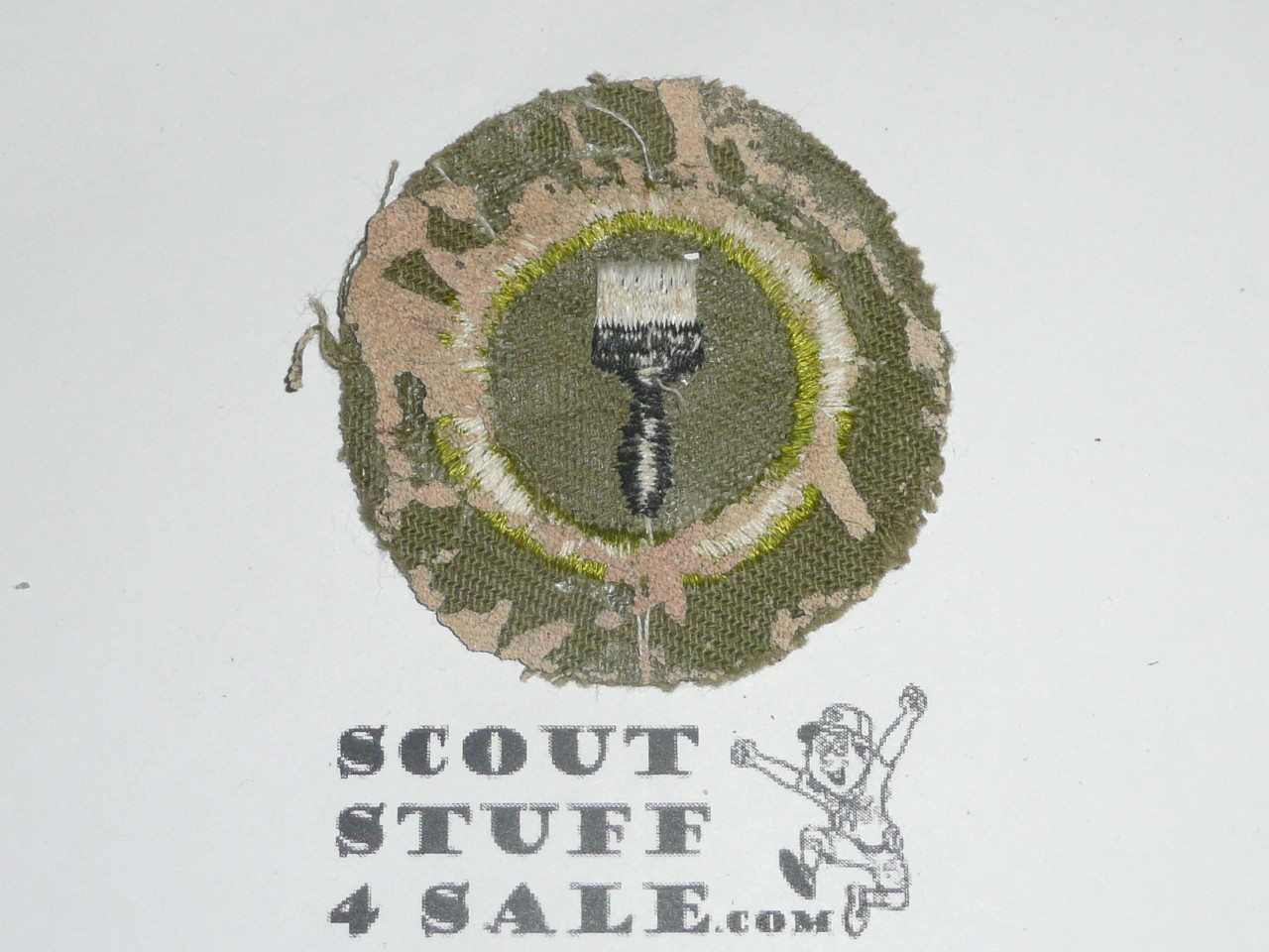 Painting - Type E - Khaki Crimped Merit Badge (1947-1960), glue/paper on back