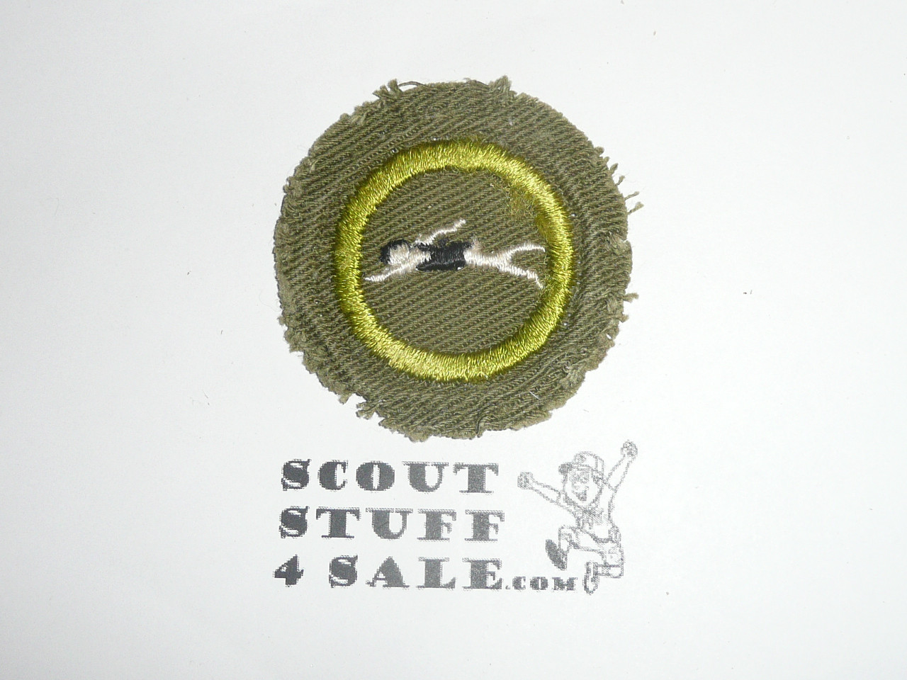 Swimming - Type E - Khaki Crimped Merit Badge (1947-1960), used