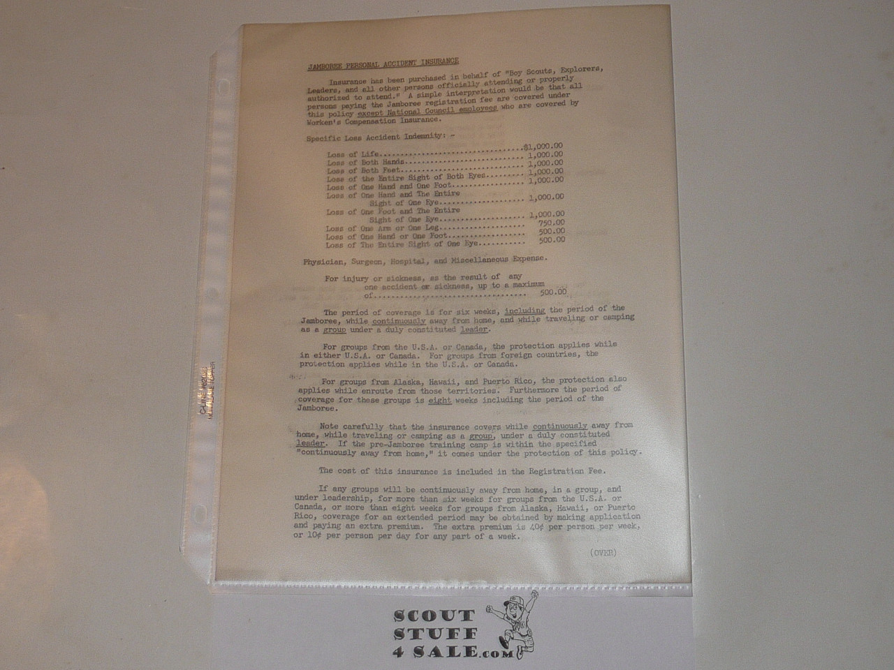 1950 National Jamboree Insurance Information from National