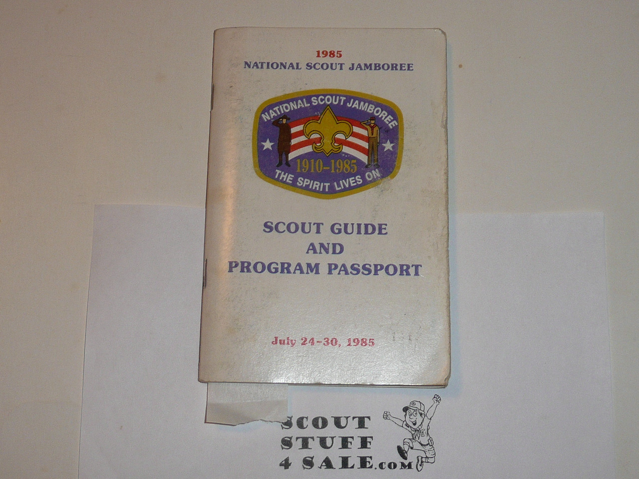 1985 National Jamboree Scout Guide and Program Passport with many pages of stickers and stamps