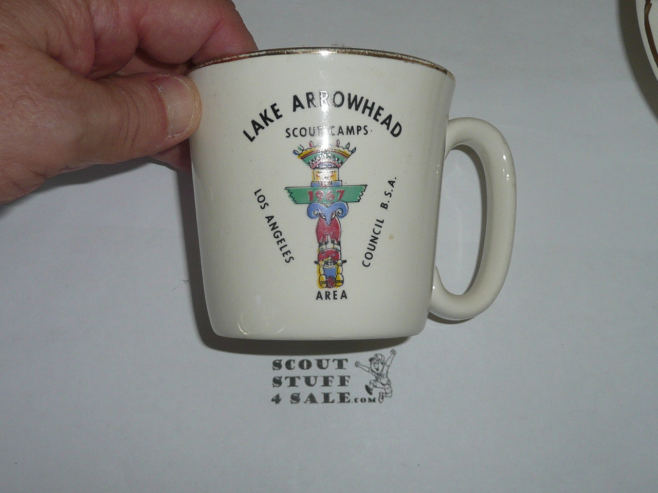 1960's Lake Arrowhead Scout Camp Mug, Los Angeles Area Council, tee pee design