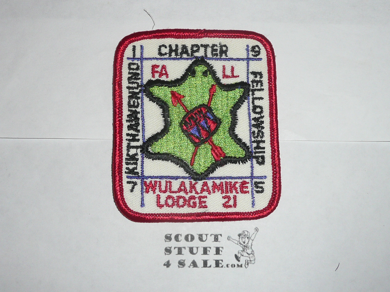 Order of the Arrow Lodge #21 Wulakamike 1975 Kikthawenund Chapter Fall Fellowship Patch #2