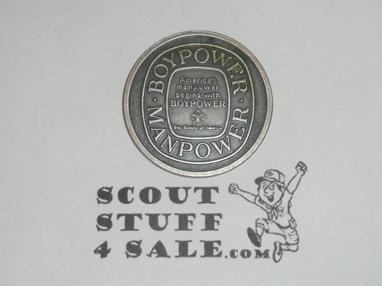 Boy Power Man Power Coin / Token, Boy Scout Oath on the back