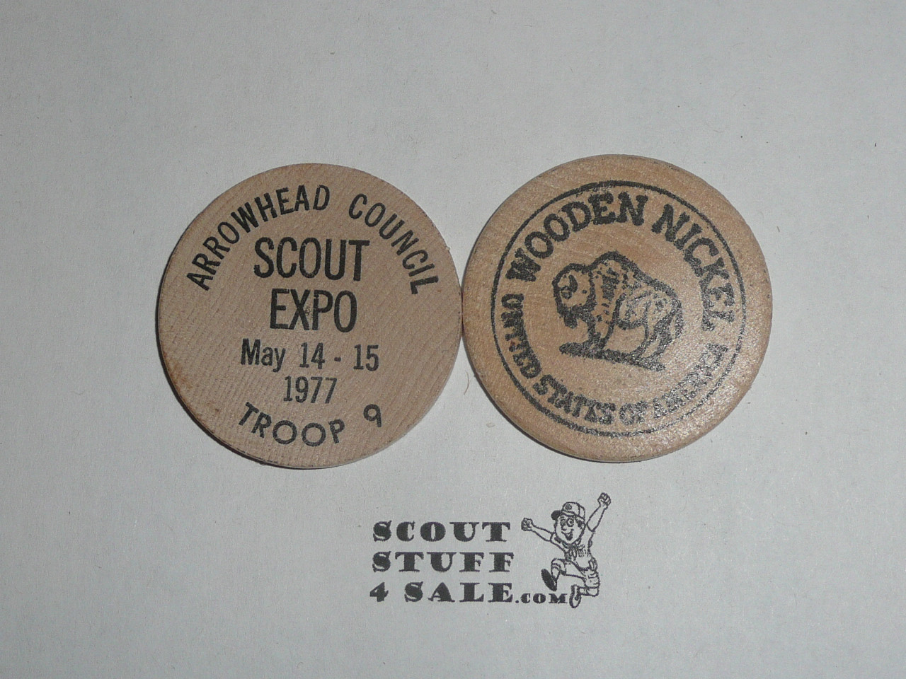 1977 Arrowhead Council Scout Expo Wooden Nickel