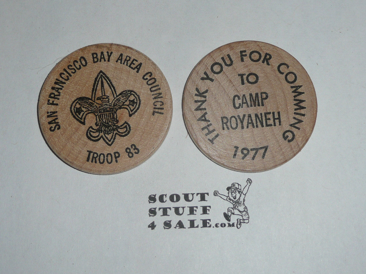 Camp Royaneh 1977 Boy Scout Wooden Nickel