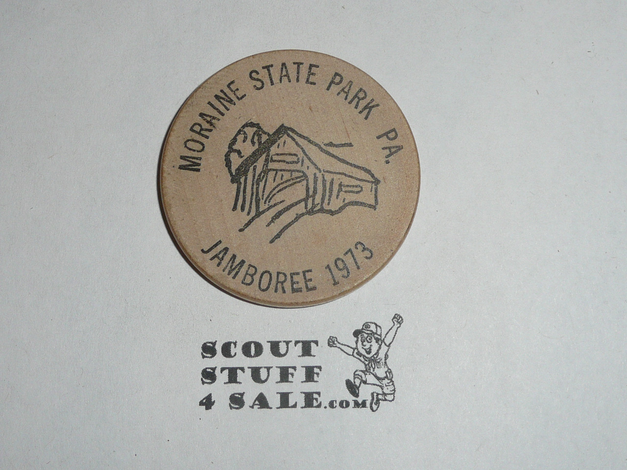 1973 National Jamboree Troop 462 Montezuma IN Boy Scout Wooden Nickel