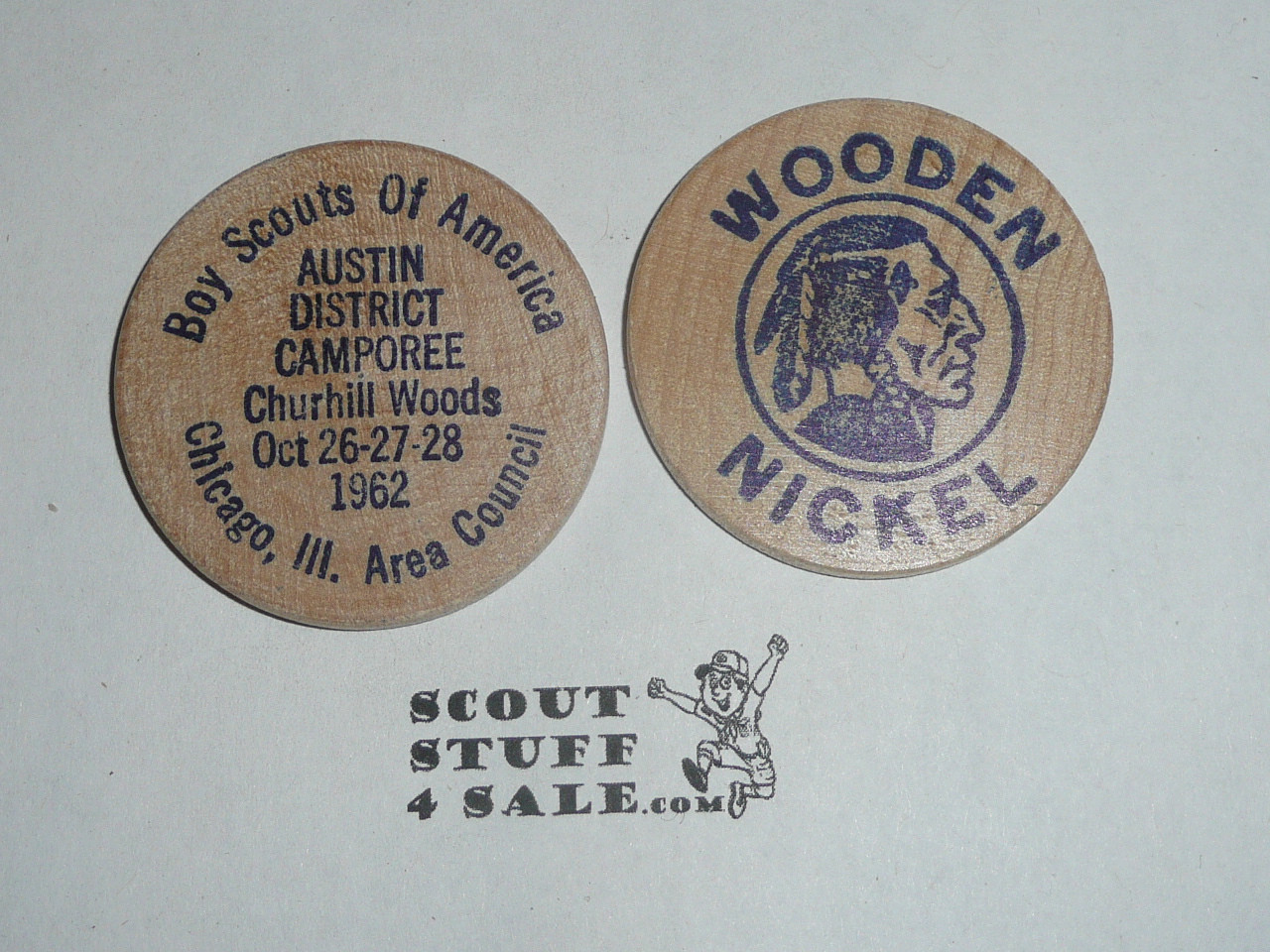 Chicago Area Council 1962 Camporee Boy Scout Wooden Nickel