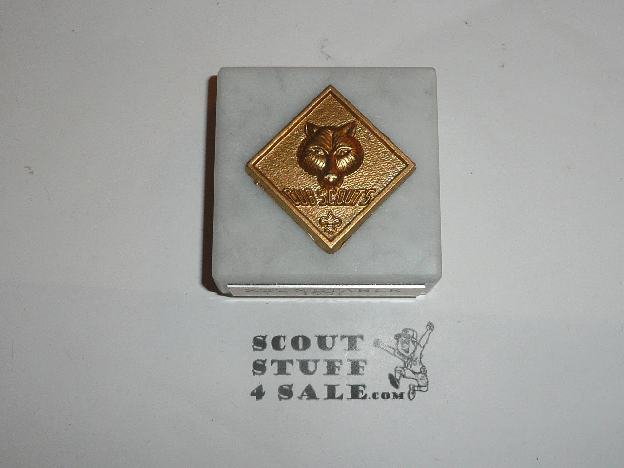 Cub scout marble paper weight 2in. By 2in.