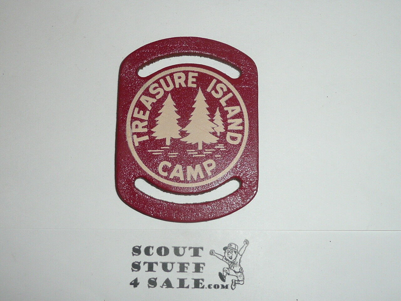 1950's Treasure Island Camp Leather Neckerchief Slide