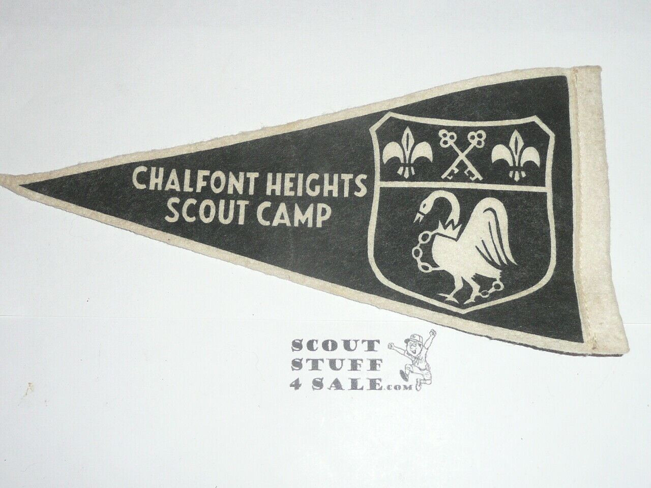 Chalfont Heights Scout Camps 2 sided Felt Pennant, 1940's