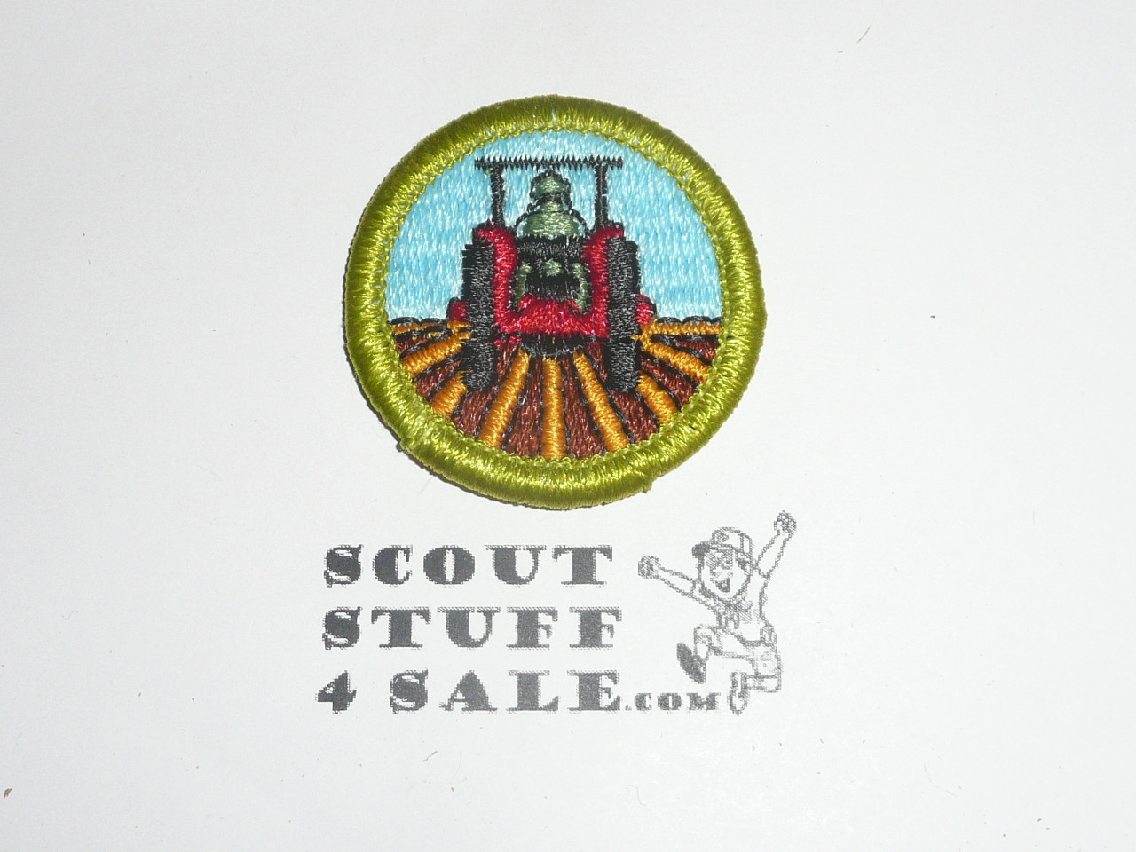 Farm Mechanics (roll bar) - Type H - Fully Embroidered Plastic Back Merit Badge (1972-2002)