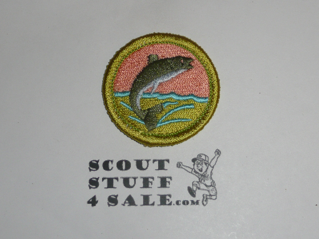 Fishing - Type K - Fully Embroidered Merit Badge with 100th Anniv backing (2010)