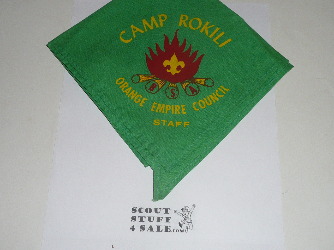 Camp Rokili STAFF Neckerchief, Orange Empire Council, green