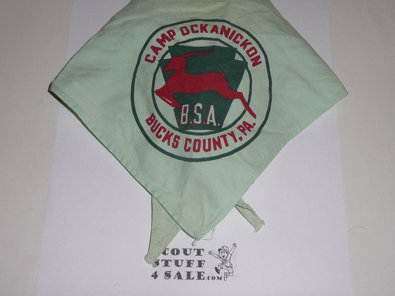 Camp Ockanickon Neckerchief, Bucks County Council, lt green
