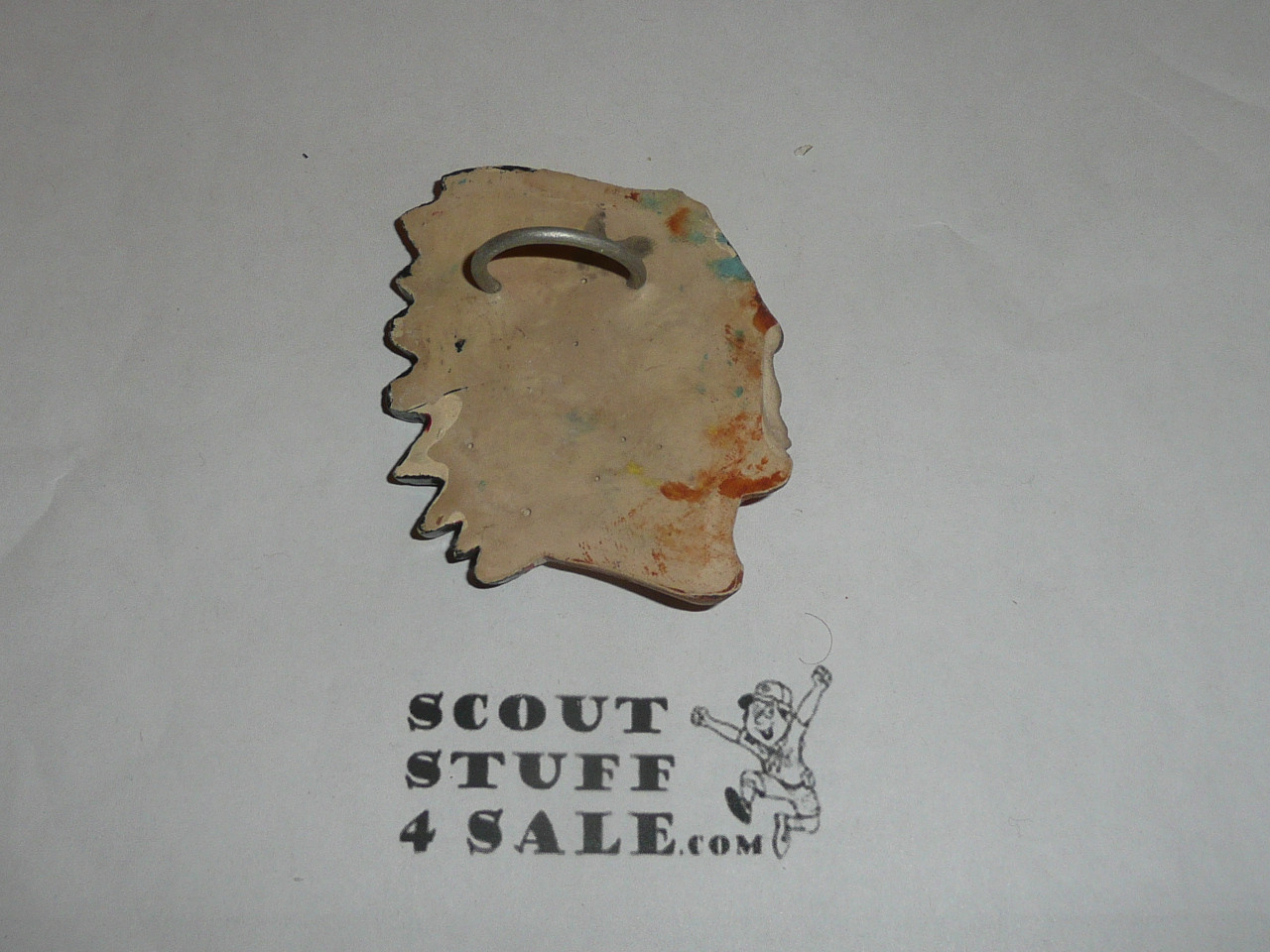 Chief in Bonnet Plaster Neckerchief Slide, Broken Nose