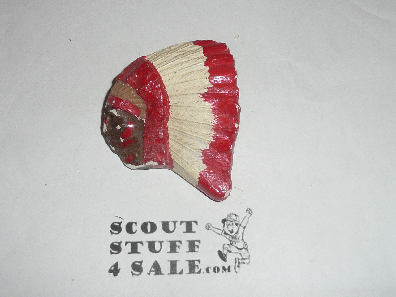 Chief in Bonnet Plaster Neckerchief Slide, painted #5