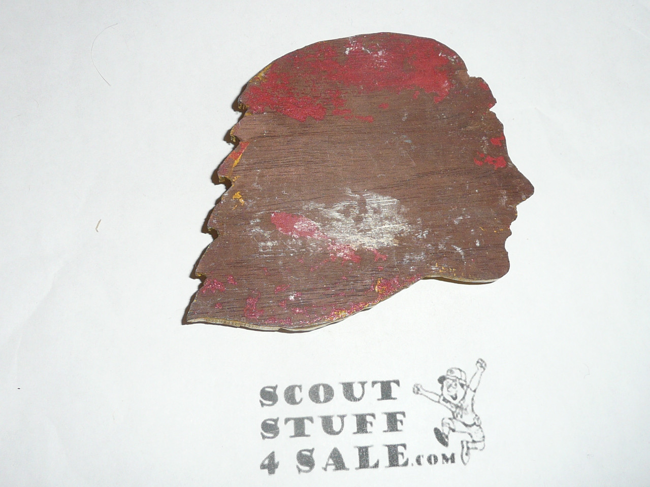 Nicely Carved Indian head neckerchief Slide but no slide glued on