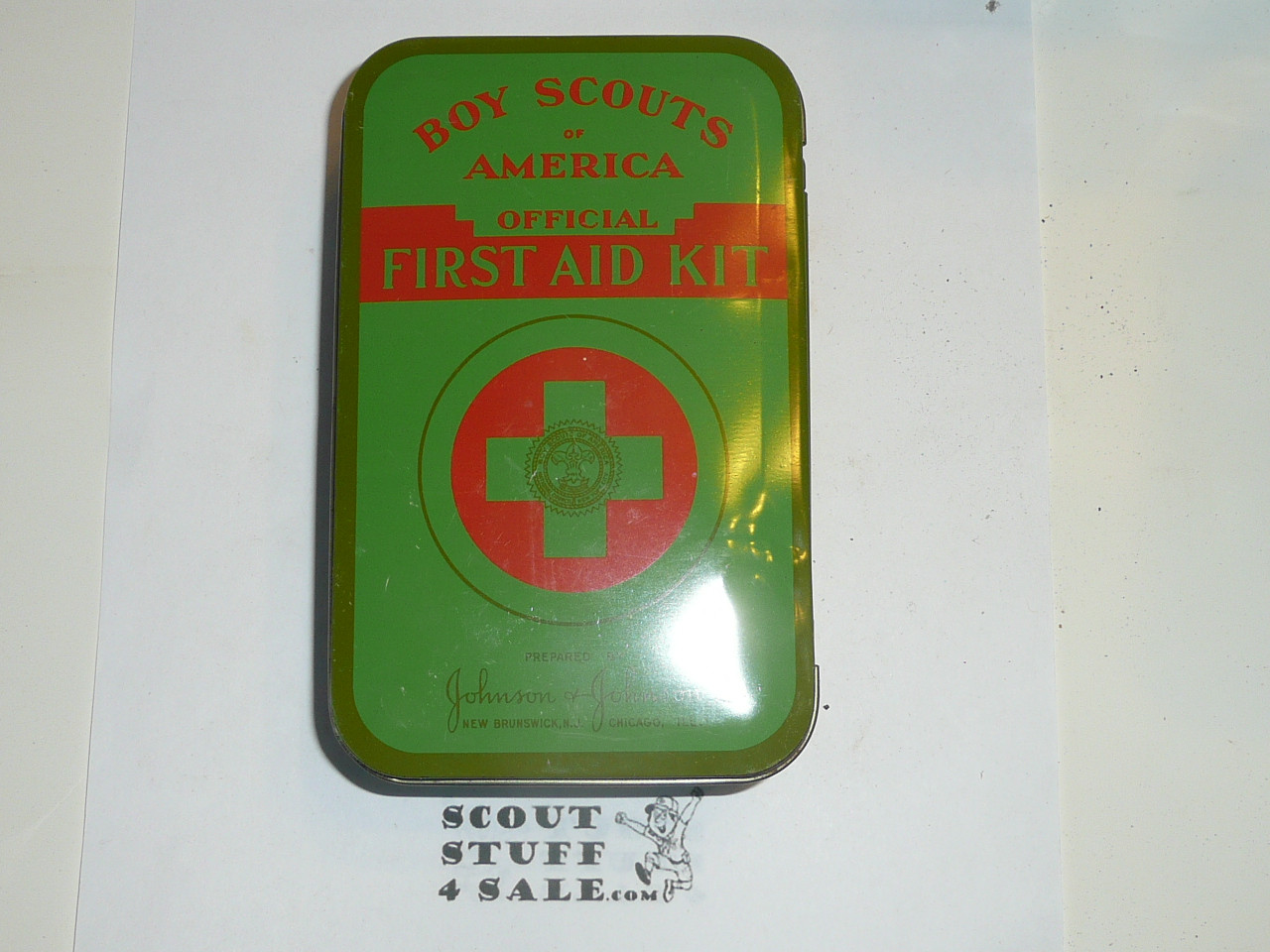 1930's Boy Scout Johnson and Johnson First Aid Tin, No Contents, lite Wear to Tin #8