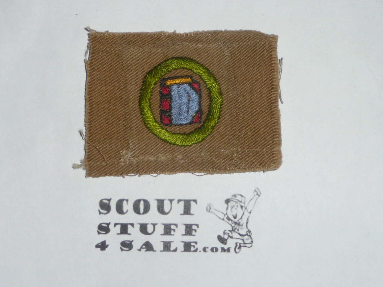 Bookbinding - Type A - Square Tan Merit Badge (1911-1933), oversized cloth, used