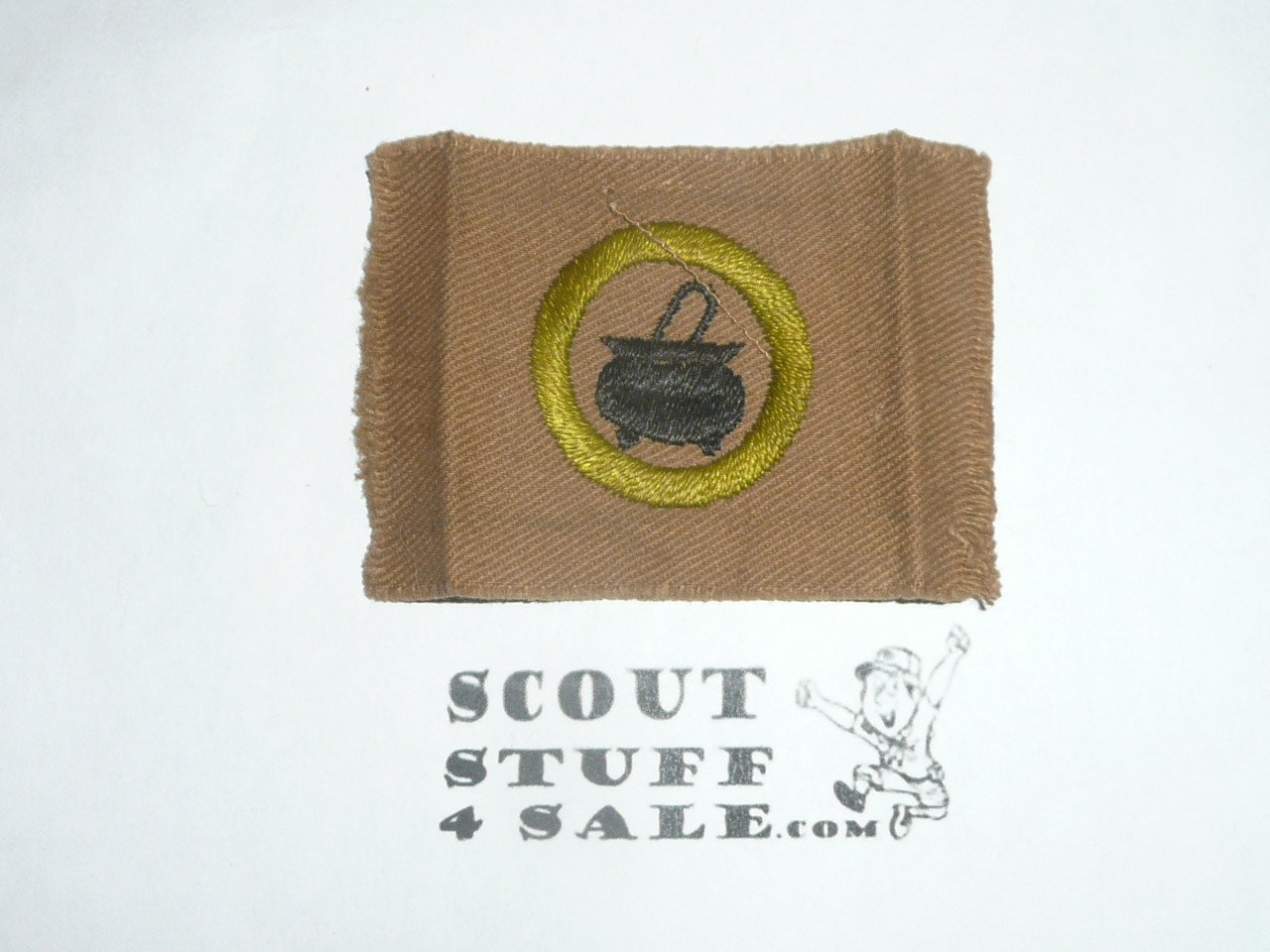 Cooking - Type A - Square Tan Merit Badge (1911-1933), oversized cloth, lite use