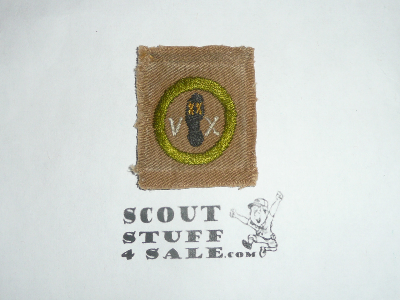 Hiking - Type A - Square Tan Merit Badge (1911-1933), used
