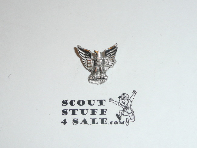 Eagle Scout Lapel Pin, 1960's STERLING Silver, Stange Hallmark, spin lock clasp
