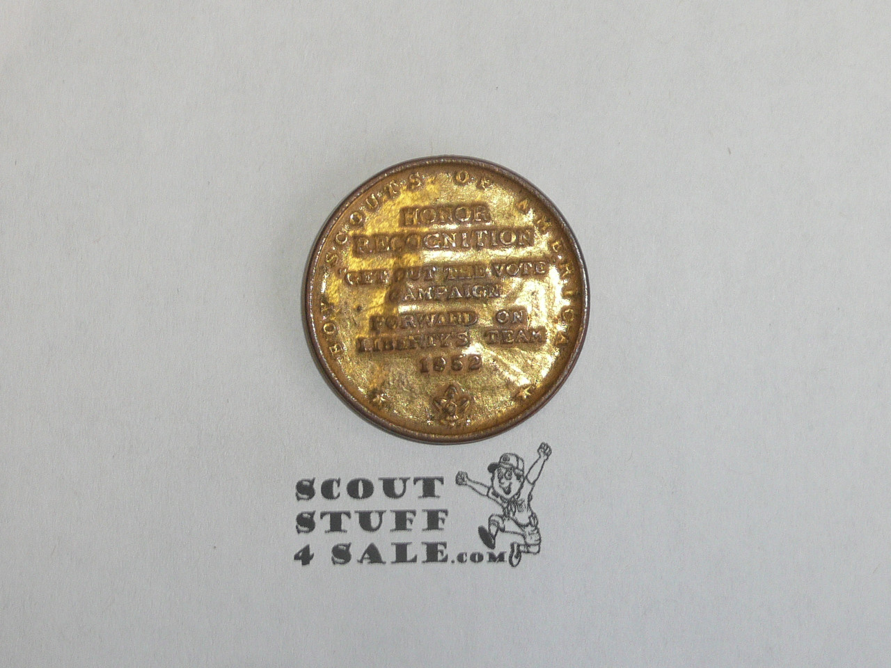 1952 Freedom Foundation Boy Scout George Washington Coin / Token, Gold finish