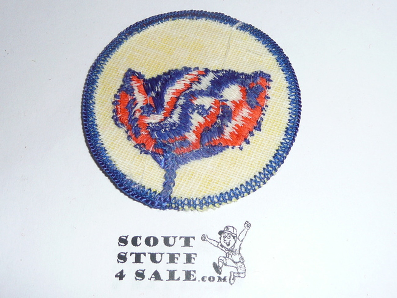 Badger Patrol Medallion, Yellow Twill with gauze back, 1972-1989, sewn