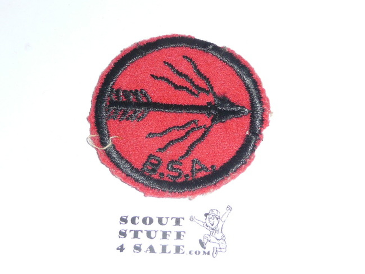 Blazing Arrow Patrol Medallion, Felt w/BSA BLACK ring back, 1940-1955, lt use
