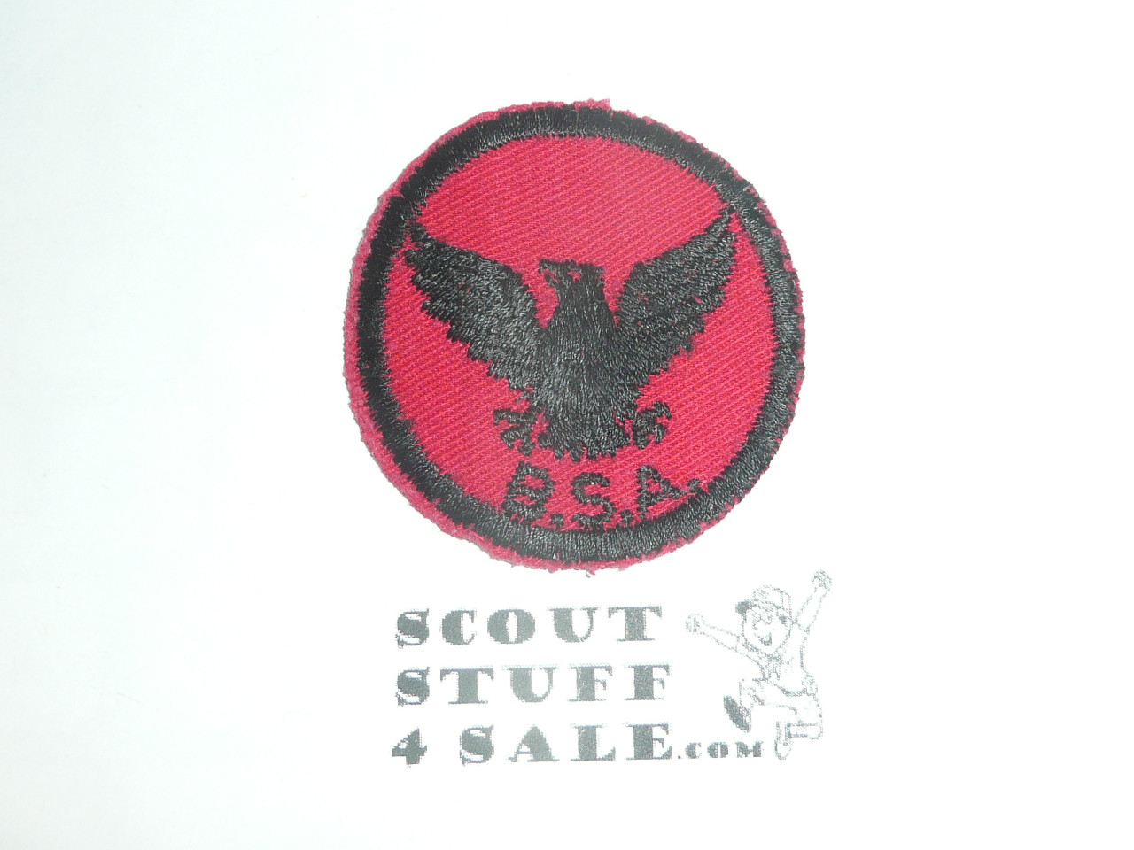 Flying Eagle Patrol Medallion, Red Twill with rubber back, 1955-1971