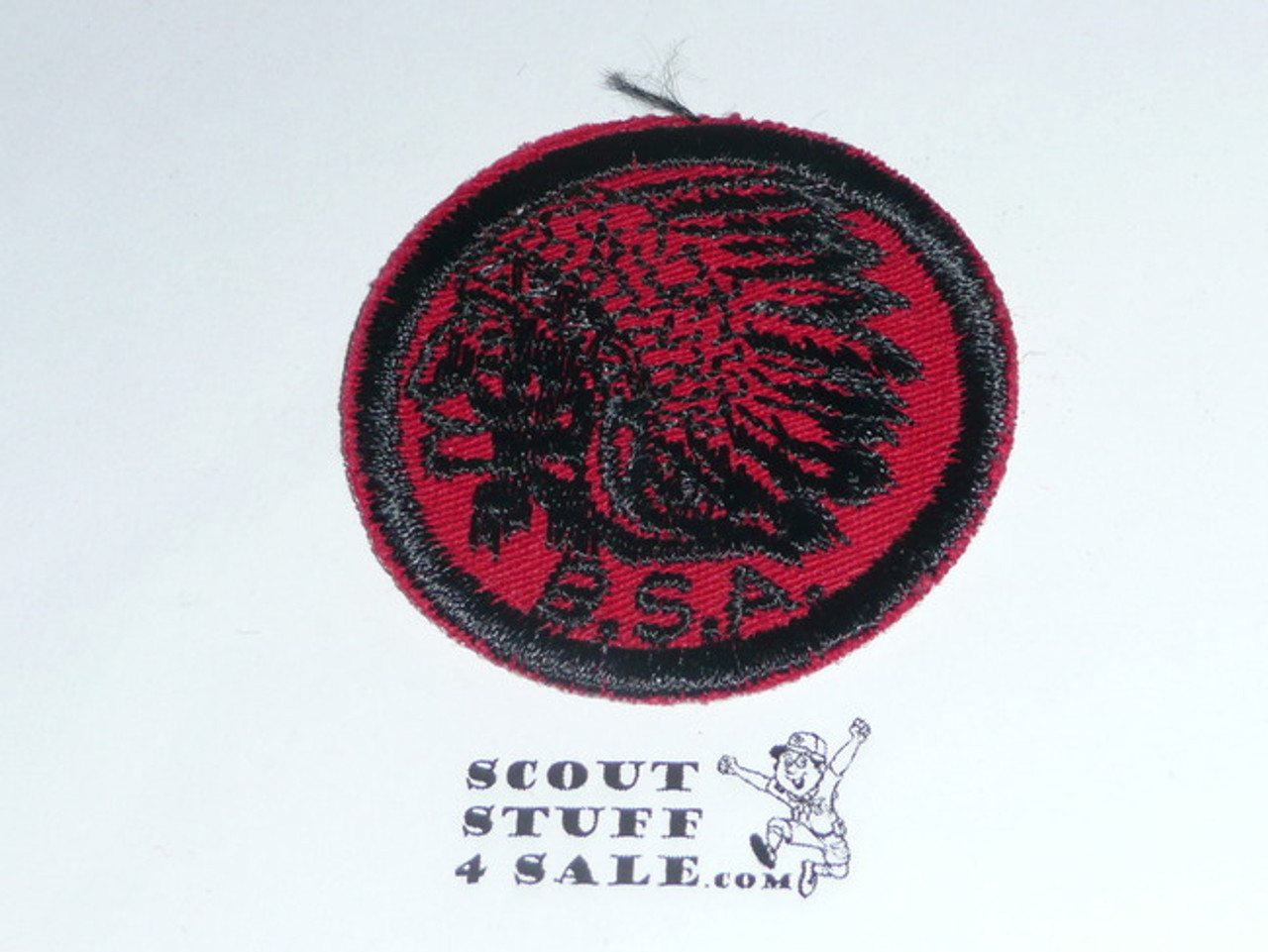 Indian Patrol Medallion, Red Twill with gum back, 1955-1971, used