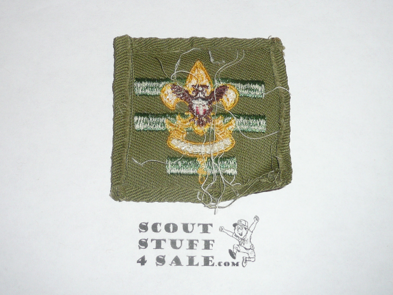 Senior Patrol Leader Patch - 1946 - 1954 - Tall Crown Khaki Cloth (S5) - Used with material folded under