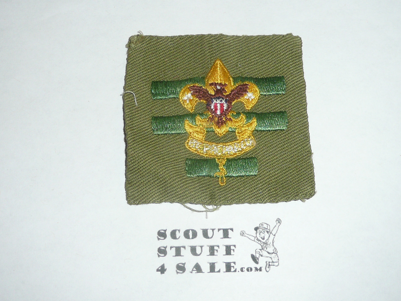 Senior Patrol Leader Patch - 1946 - 1954 - Tall Crown Khaki Cloth (S5) - Used with material folded under