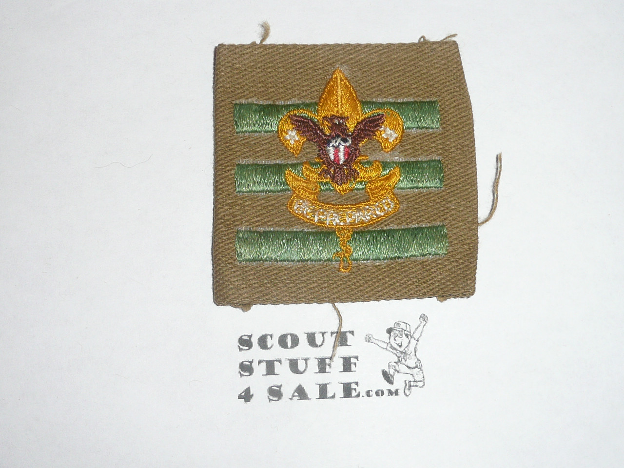 Junior Assistant Scoutmaster Patch - 1936-1942 - Tan Twill Tall Crown (J3), lite use