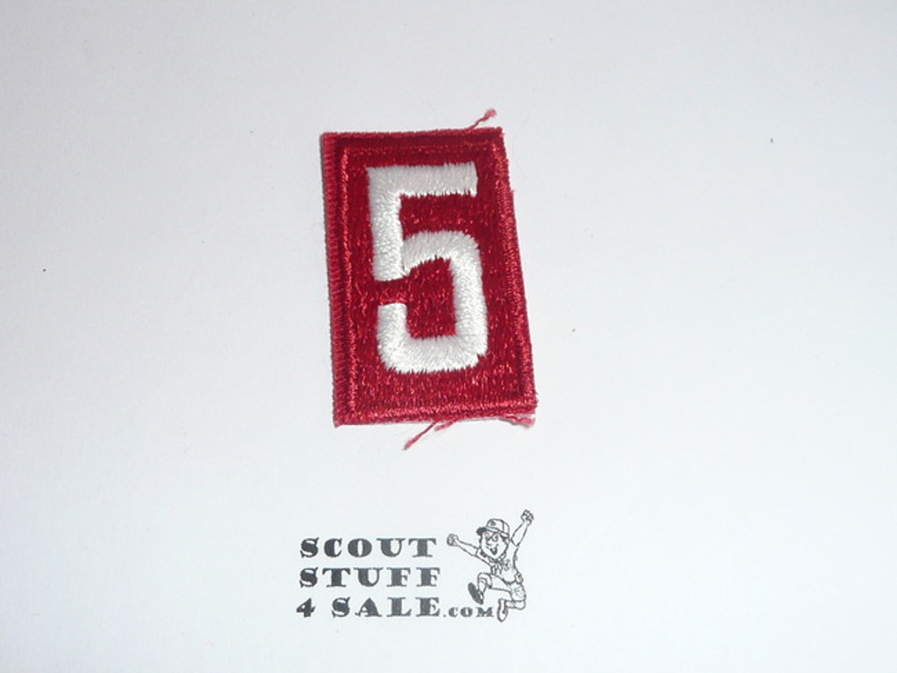 Old Red Troop Numeral "5", fully embroidered, used