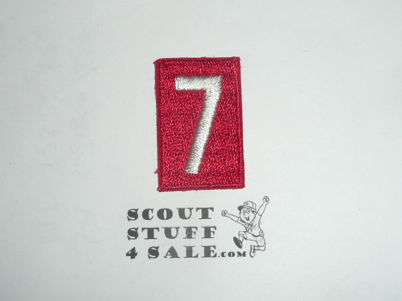 Old Red Troop Numeral "7", Fully Embroidered, used
