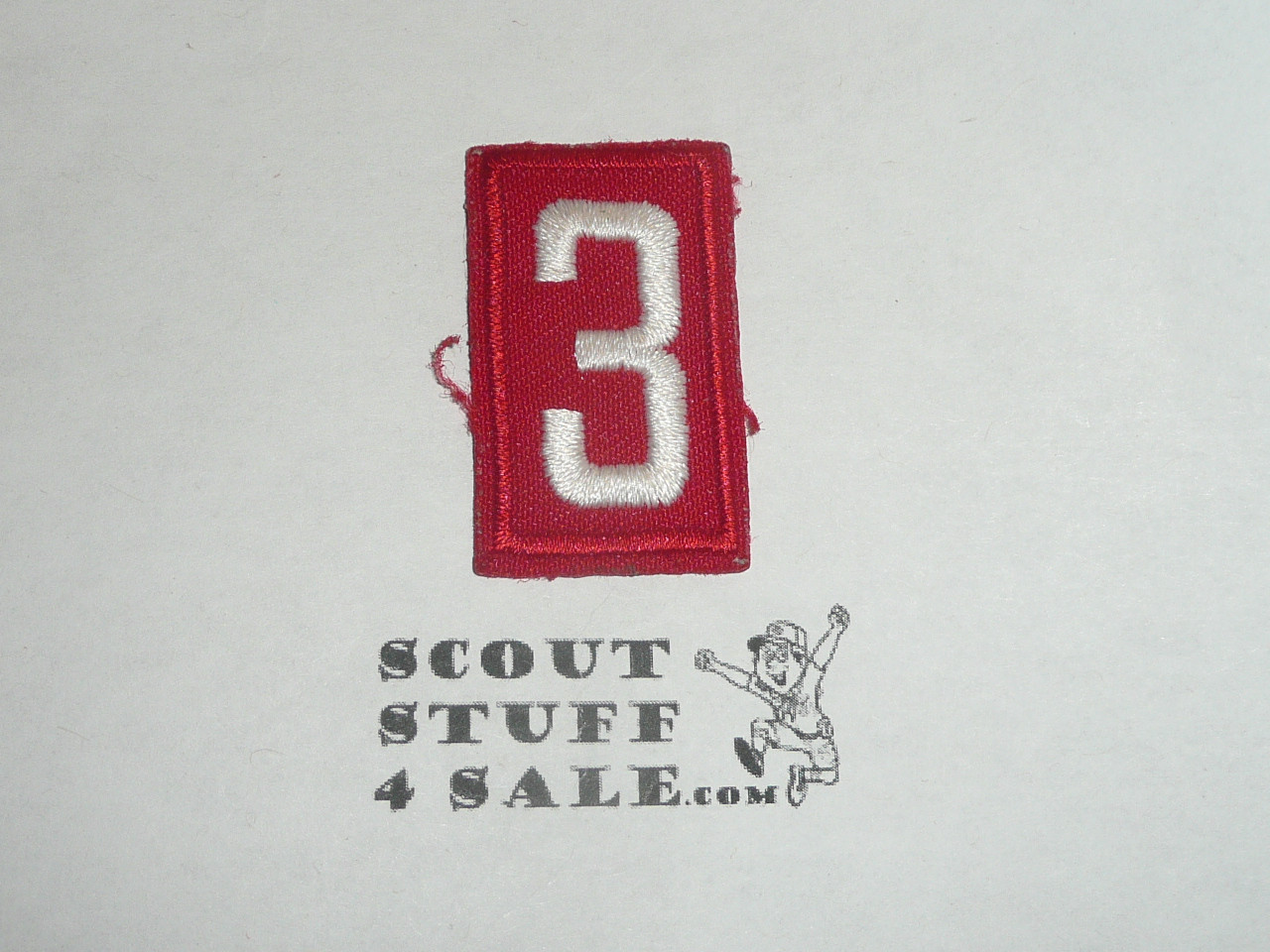 Old Red Troop Numeral "3", twill