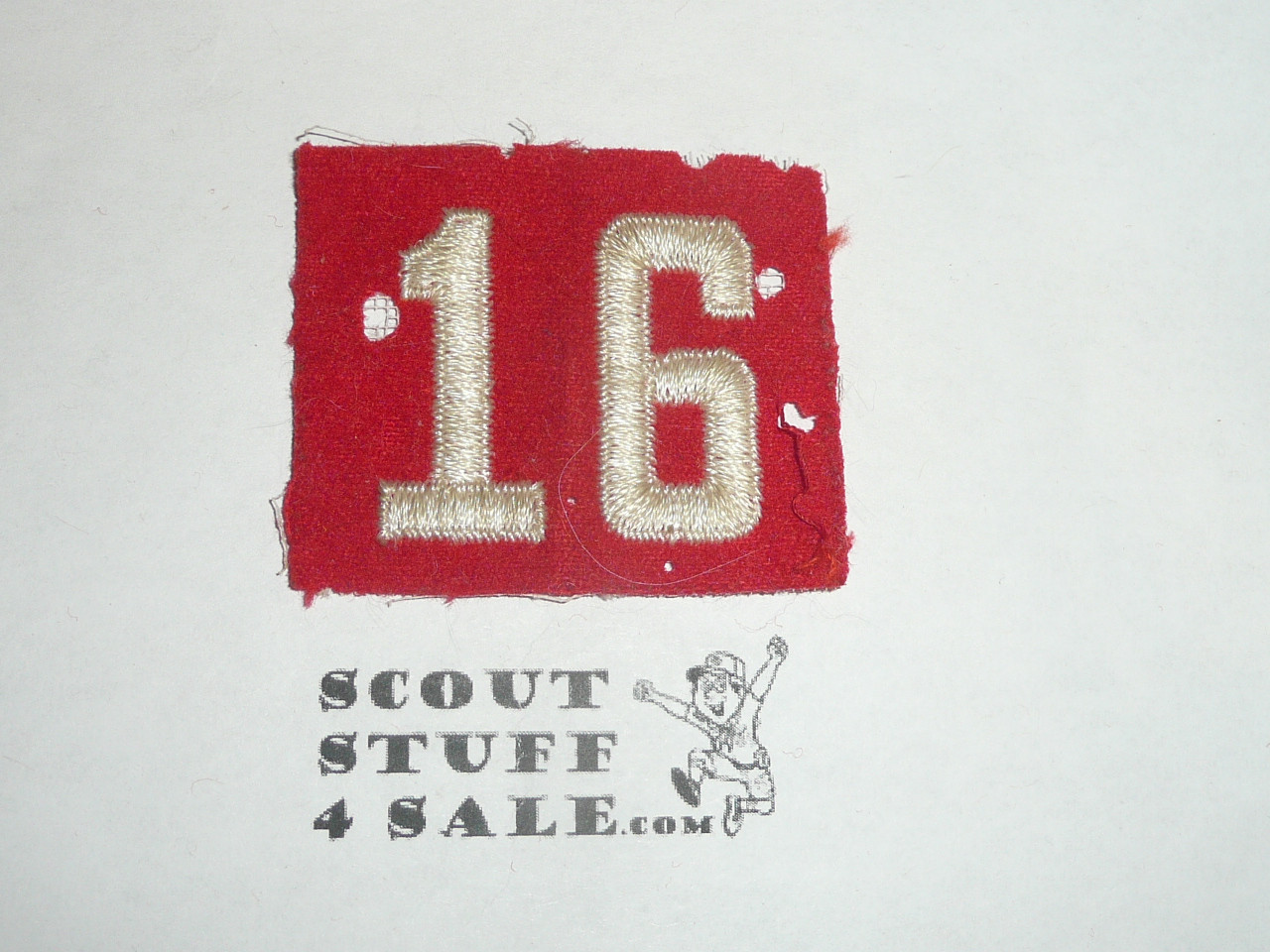 1930's Red Troop Numeral "16", felt, a few moth holes