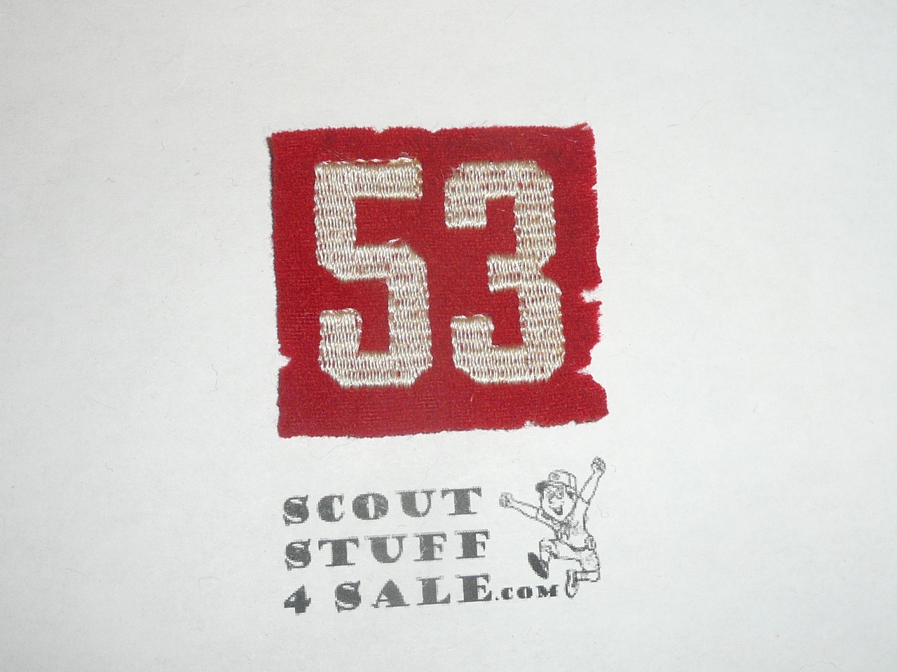 1930's Red Troop Numeral "53", felt, some mothing