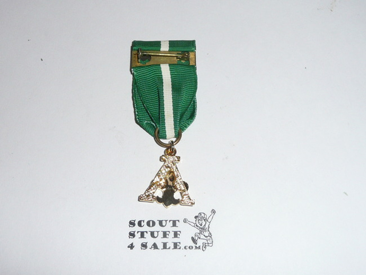 Scouter's Training Award Medal with Green/white Ribbon (A Design), shows use