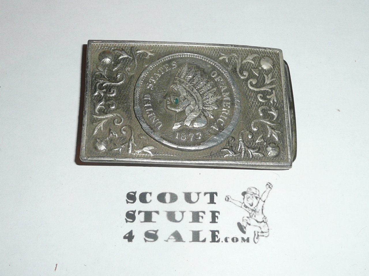 Cast 1877 US Coin Belt Buckle, used