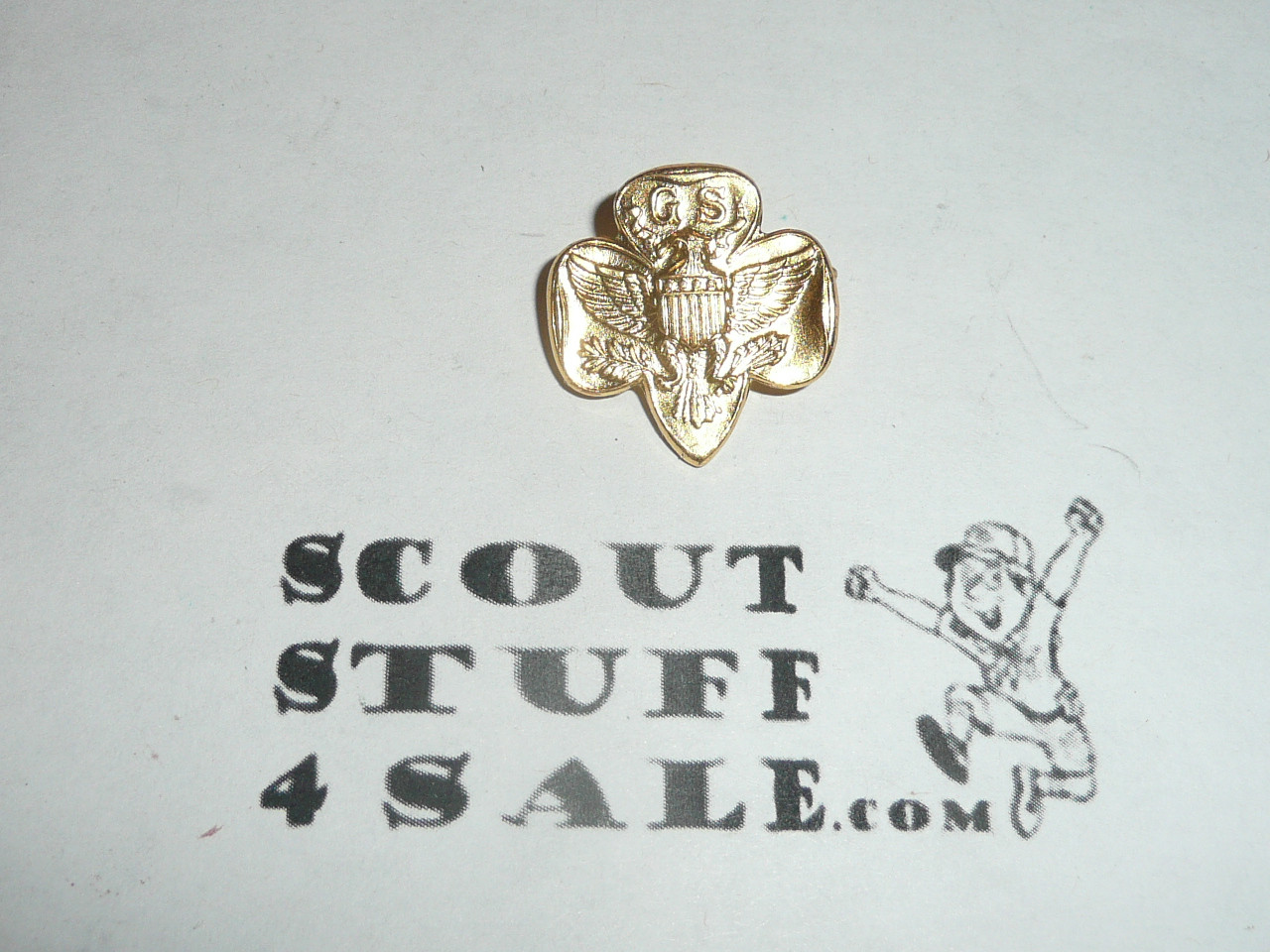 Stamped Girl Scout Universal Logo Pin, pressed wire clasp