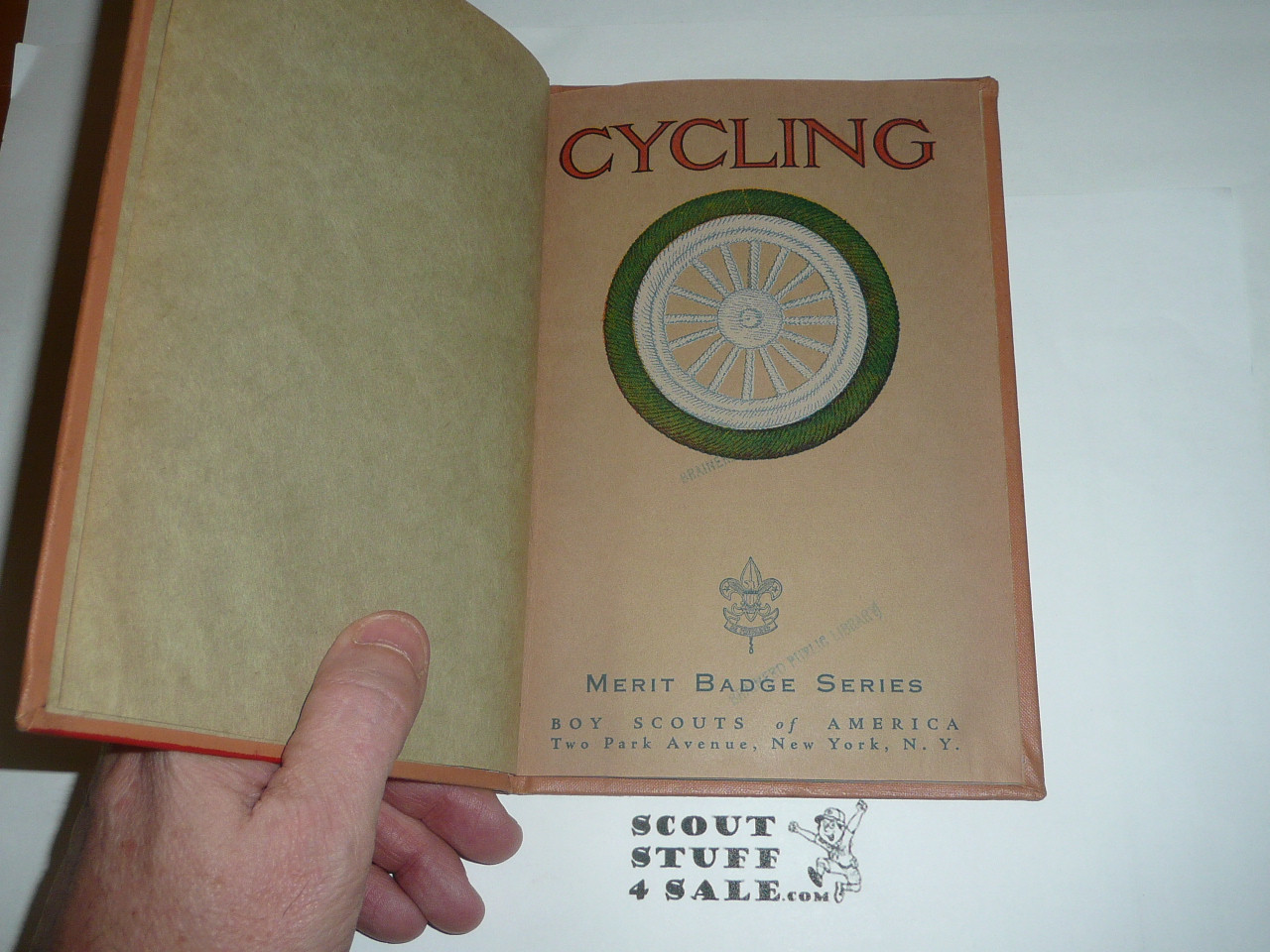 Cycling Merit Badge Pamphlet, Type 3, Tan Cover Library Bound, 6-41 Printing