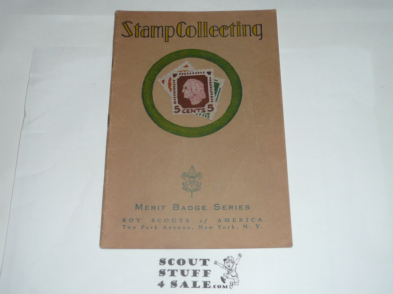 Stamp Collecting Merit Badge Pamphlet, Type 3, Tan Cover, 3-42 Printing