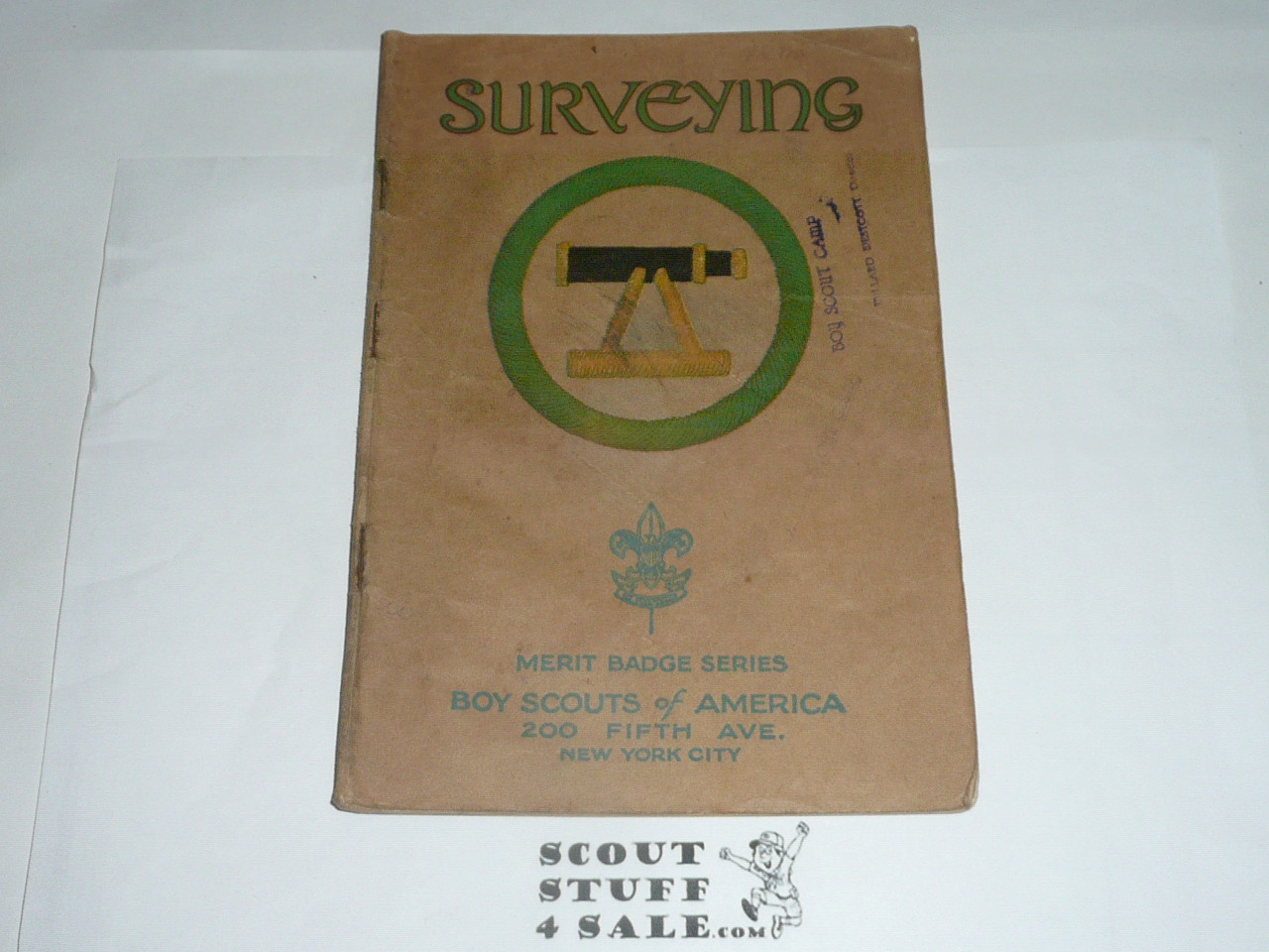 Surveying Merit Badge Pamphlet, Type 3, Tan Cover, 1925 Printing