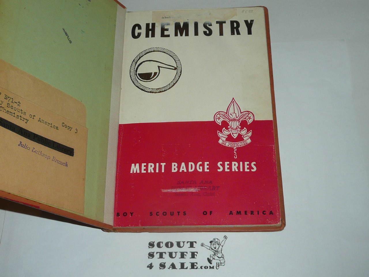 Chemistry Library Bound Merit Badge Pamphlet, Type 5, Red/Wht Cover, 9-50 printing